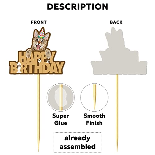 Festiko® 1 Pc Happy Meowday Cake Topper, Cat Birthday Cake Topper, Cat Birthday Supplies, Pet Birthday Decoration - Image 3