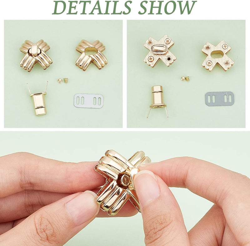 كلاراكو مجموعة من 8 مشابك قفل ملتوية للحقائب من كلاركو، مشبك قفل للمحفظة على شكل زهرة، مشبك قفل ملتوي للحقائب الذهبية، مشبك معدني ملتوي للحرف اليدوية والجلود، صناعة الحقائب اليدوية، مقاس 1 بوصة - Image 4