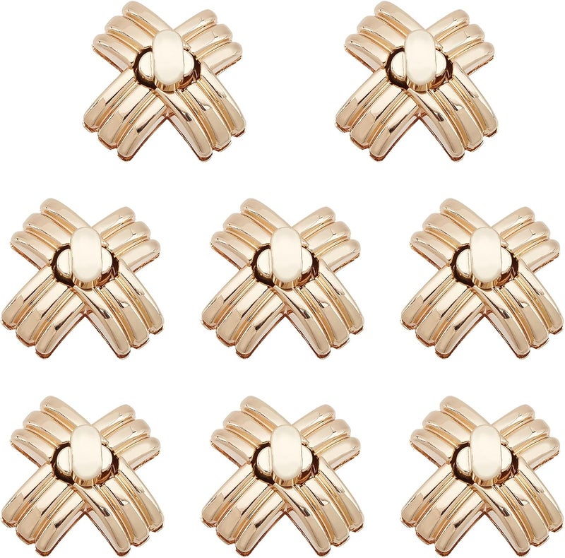 كلاراكو مجموعة من 8 مشابك قفل ملتوية للحقائب من كلاركو، مشبك قفل للمحفظة على شكل زهرة، مشبك قفل ملتوي للحقائب الذهبية، مشبك معدني ملتوي للحرف اليدوية والجلود، صناعة الحقائب اليدوية، مقاس 1 بوصة - Image 1