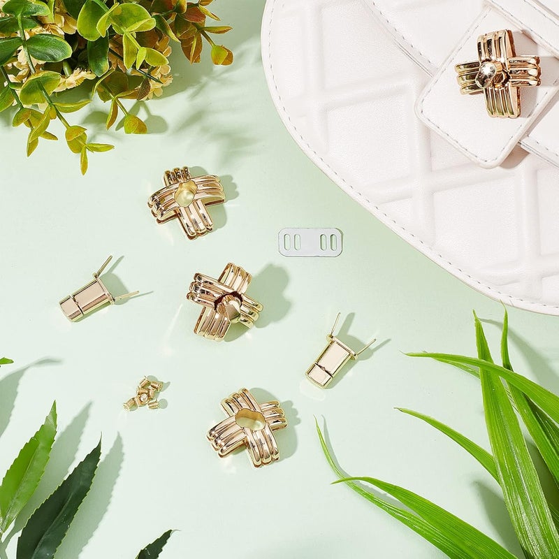 كلاراكو مجموعة من 8 مشابك قفل ملتوية للحقائب من كلاركو، مشبك قفل للمحفظة على شكل زهرة، مشبك قفل ملتوي للحقائب الذهبية، مشبك معدني ملتوي للحرف اليدوية والجلود، صناعة الحقائب اليدوية، مقاس 1 بوصة - Image 2