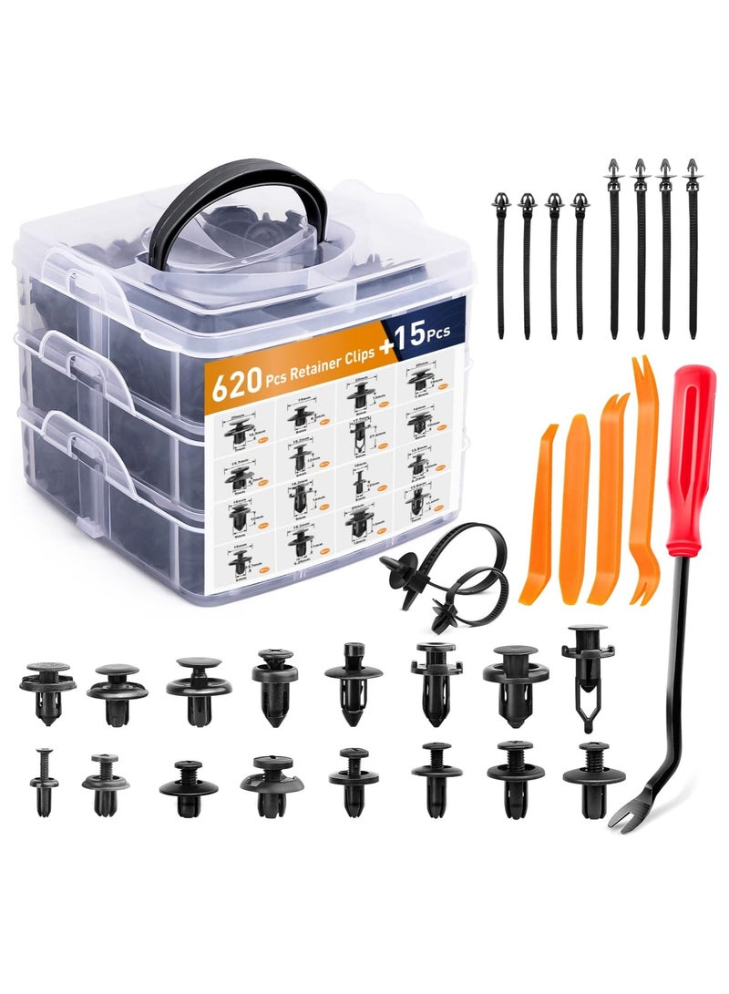 635Pcs Car Push Retainer Clips & Auto Fasteners Assortment - Image 1