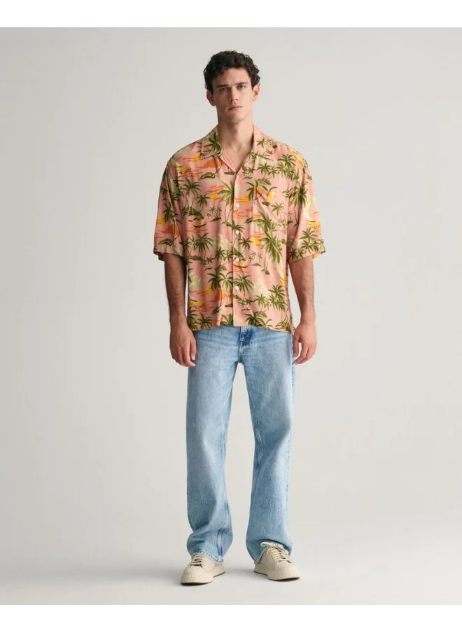 غانت Gant Relaxed Fit Hawaiian Print Short Sleeve Shirt