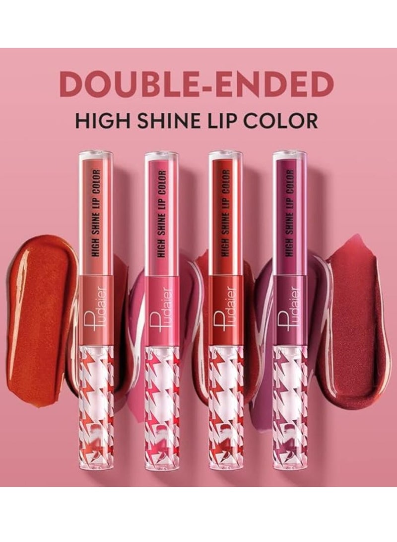 بوداير ملمع شفاه عالي اللمعان مع زيت شفاه شفاف بلون ثابت ، أحمر شفاه سائل مزدوج النهاية يدوم حتى 12 ساعة ، خفيف الوزن وغير لزج ، 2 مل (04) - Image 2