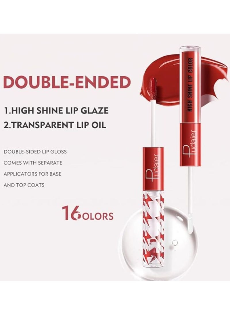 بوداير ملمع شفاه عالي اللمعان مع زيت شفاه شفاف بلون ثابت ، أحمر شفاه سائل مزدوج النهاية يدوم حتى 12 ساعة ، خفيف الوزن وغير لزج ، 2 مل (04) - Image 3