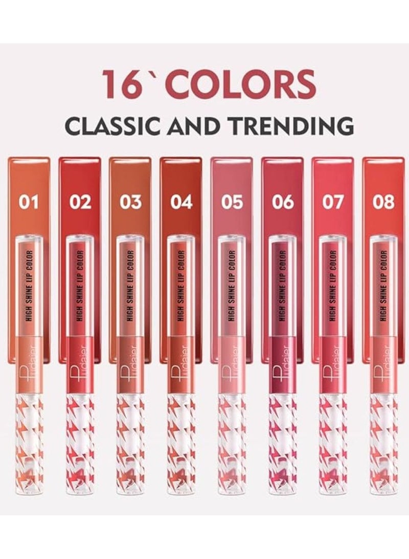 بوداير ملمع شفاه عالي اللمعان مع زيت شفاه شفاف بلون ثابت ، أحمر شفاه سائل مزدوج النهاية يدوم حتى 12 ساعة ، خفيف الوزن وغير لزج ، 2 مل (04) - Image 5