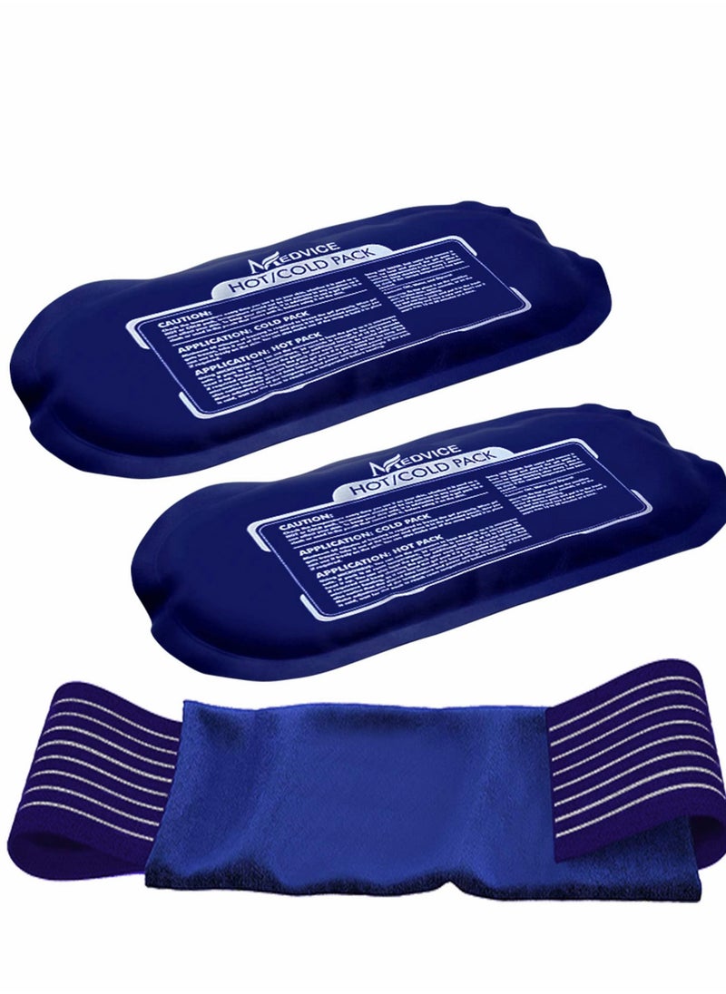 Excefore - Ice Pack, 2 Pcs Reusable Hot and Cold Therapy Gel Wrap Support Injury Recovery, Alleviate Joint Muscle Pain Adjustable Flexible for Knees, Back, Shoulders, Arms Legs - Image 1