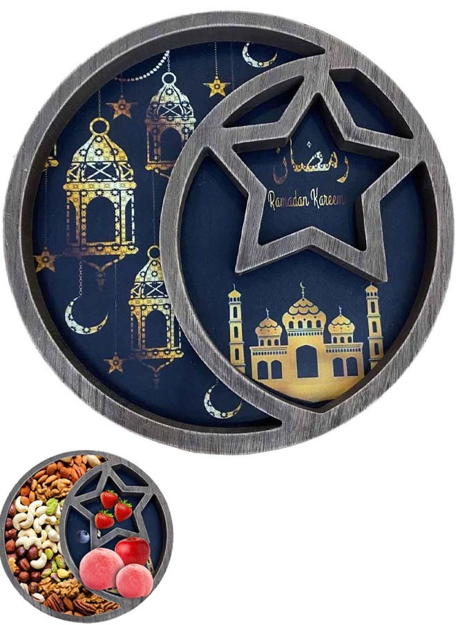 VUCATIN 1 Pcs Vintage Wooden Moon Organizer Crystal Tray for Stones Crystal Holder Display Tray Moon Ramadan Wood Tray Decorative Trays for DIY Cupcake Snack Stones Jewelry Plate  - Image 1