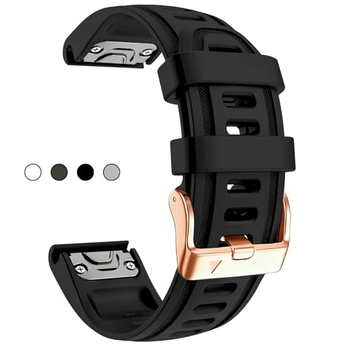 OUTVI 20mm Watch Band for Garmin fenix 5s fenix 6s fenix 7s pro quickfit 20 bands Replacement for garmin epix 2 42mm sapphire short strap Rose Gold women men Black - Image 1