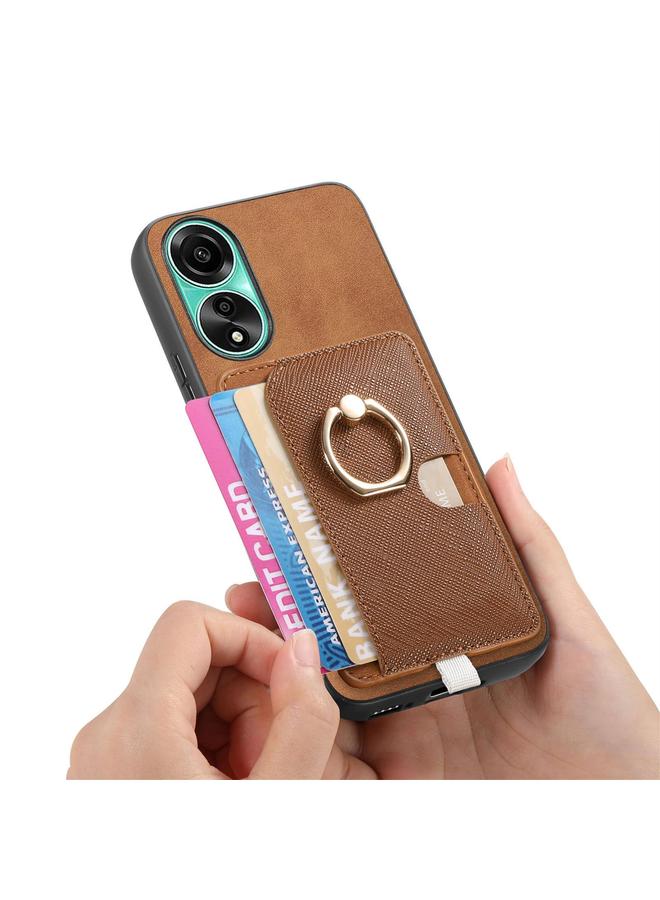 S-TOP Case For OPPO Reno8 T / A1 Pro Retro Cross Leather Ring Side Insert Card Bag MagSafe Phone Case - Image 4