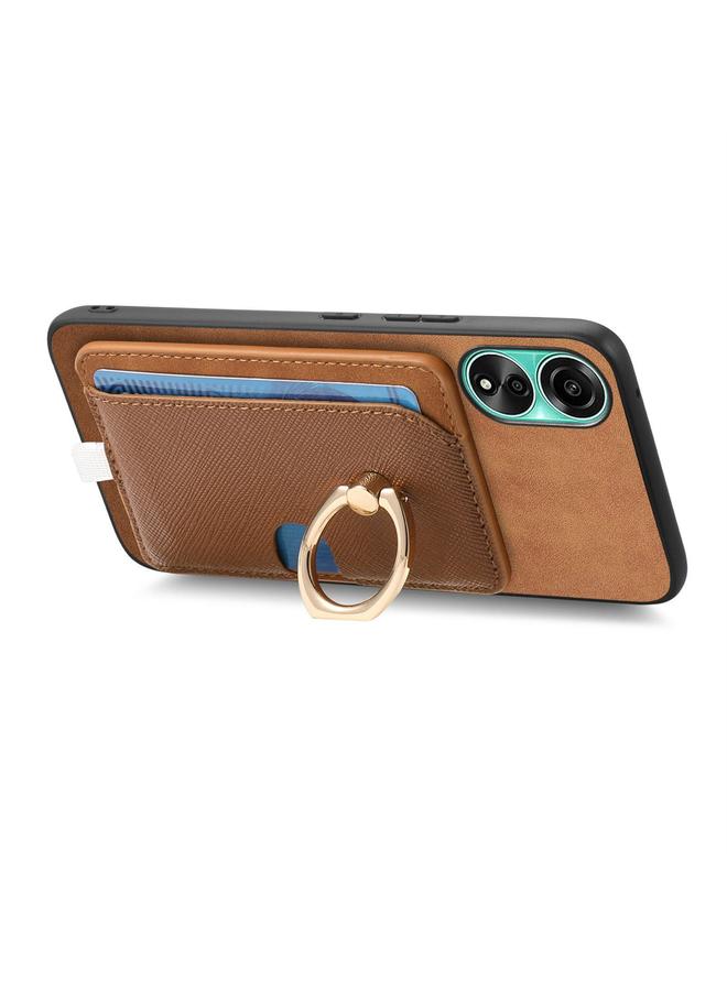 S-TOP Case For OPPO Reno8 T / A1 Pro Retro Cross Leather Ring Side Insert Card Bag MagSafe Phone Case - Image 3