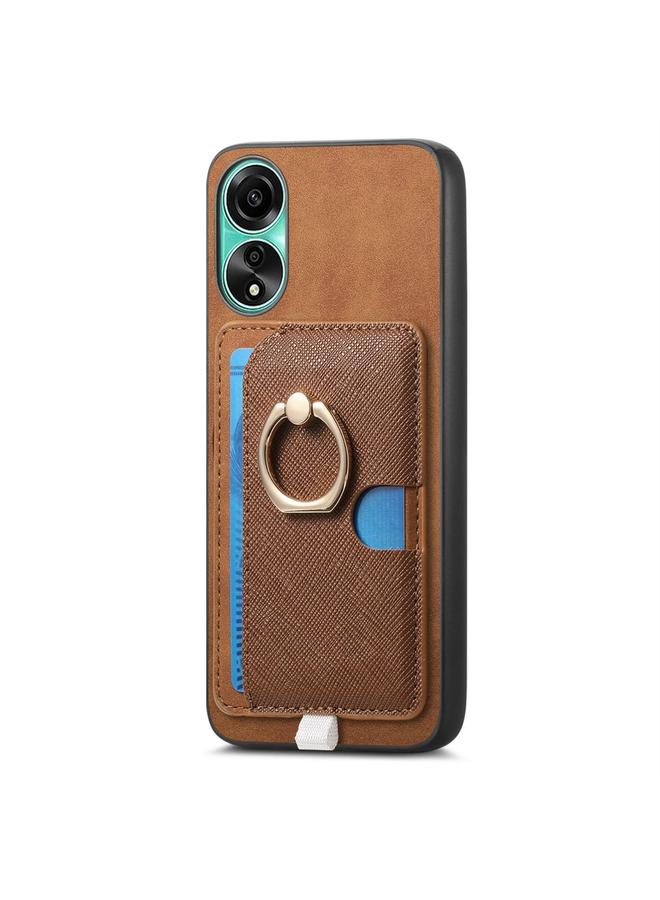 S-TOP Case For OPPO Reno8 T / A1 Pro Retro Cross Leather Ring Side Insert Card Bag MagSafe Phone Case - Image 2