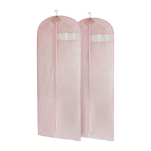 MARMINS Pink Dress Bags for Gowns Long, 65'' Long Dress Clear Garment Bag(Set of 2, 23.3'' X 65'') - Image 1
