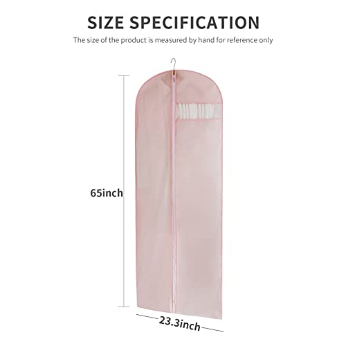 MARMINS Pink Dress Bags for Gowns Long, 65'' Long Dress Clear Garment Bag(Set of 2, 23.3'' X 65'') - Image 5