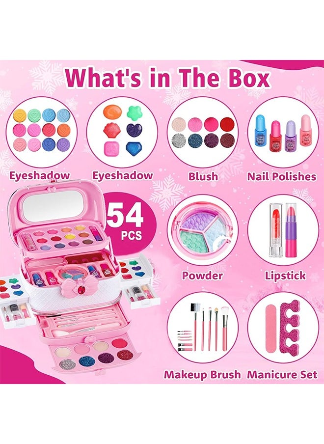 Beauenty - Kids Makeup Kit for Girl 54PCS Washable Real Makeup Set for Girls with Portable Makeup Box, Safe & Non-Toxic Kids Makeup Toys for Girls Aged 3+ Year Old - Image 1