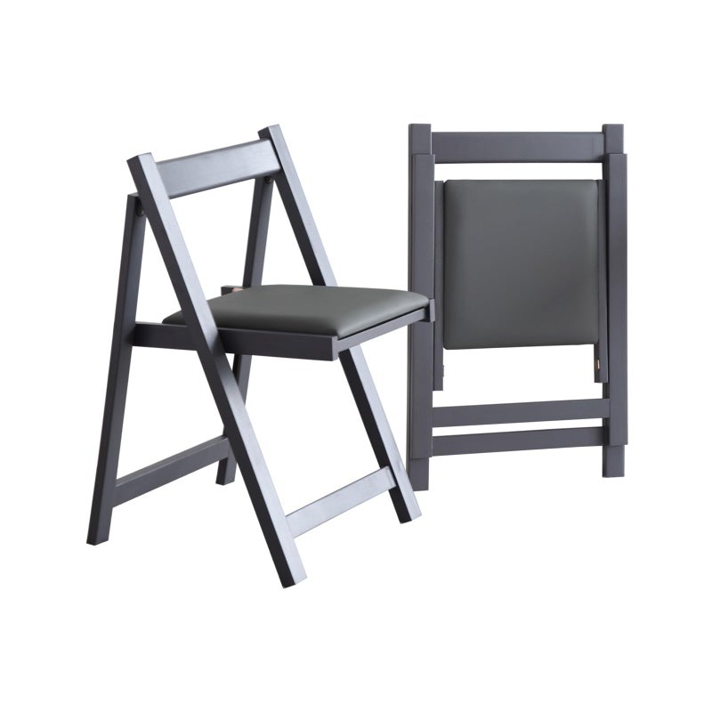 FUNROLUX Folding Dining Chairs with Padded Seats 2 Pack Wooden Folding Chairs for Kitchen Table Event Party Indoor 198LB Weight Capacity Grey