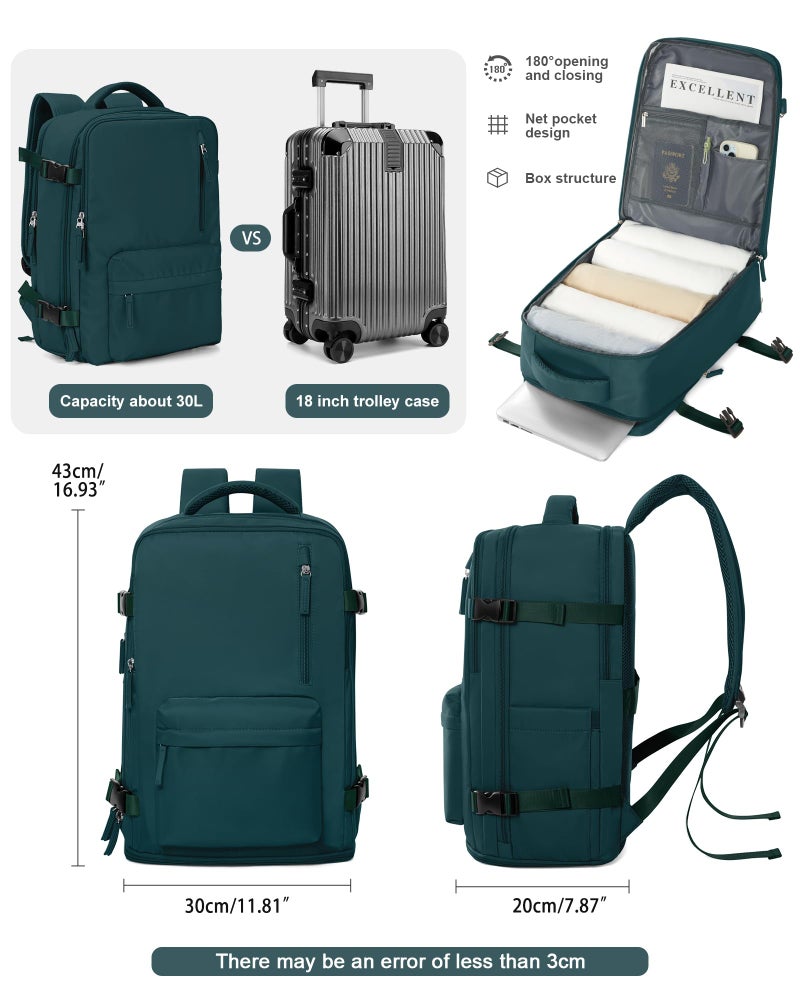 VGCUB Large Travel Backpack Bag for Women Men,Carry on Backpack,17 Inch Laptop Business Work Waterproof Backpack with Laptop Compartment,Person Item Flight Approved,Mochila de Viaje,Peacock Blue - Image 5