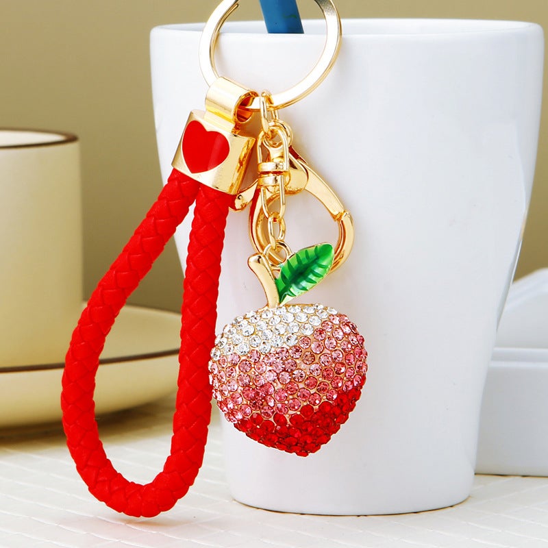 Diamond-Encrusted Fruit Peach Car Keychain Women'S Cute Bag Pendant Metal Key Chain Ring Peach Heart Accessories - Image 3