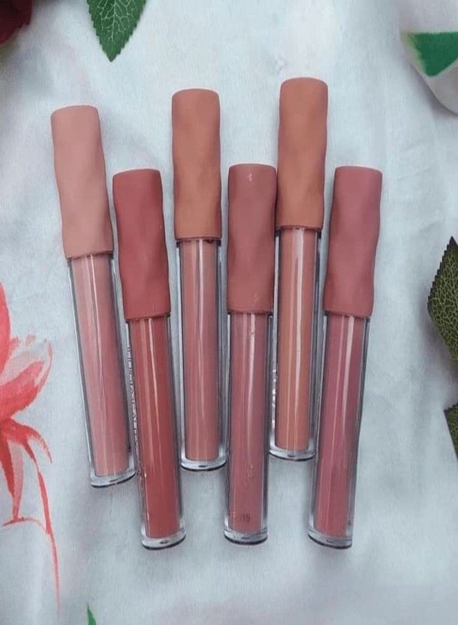 VBA 6 Pcs Matte Liquid Lipstick Set Nude Shade Non-Stick Cup Not Fade Waterproof Lipstick (Multicolor) - Image 2