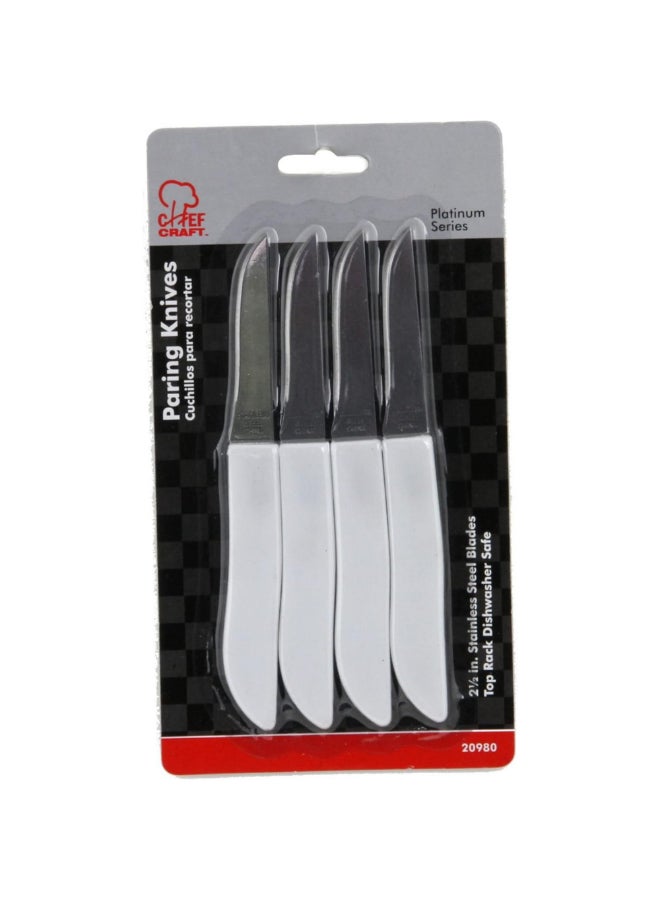 Chef Craft 4-Piece Platinum Series Stainless Steel Paring Knife Set White and Silver 6 Inch 20980 - Image 2