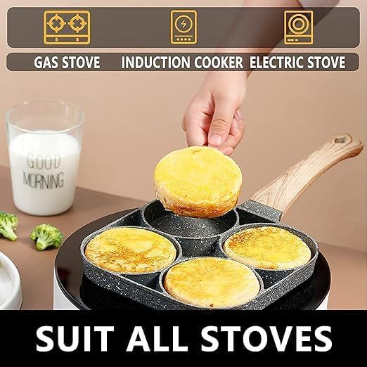 BOVZOX Egg pan Egg pan Non Stick Egg pan Small Egg pan Non Stick Small Egg Cooker Frying Pan,Green Pans 4-Cups Non-Stick Cookware Aluminium Alloy Fried Egg Cooker,Pancake,Omelette Pan. (Pack of 1) - Image 2