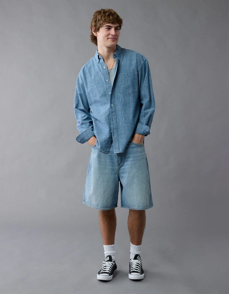 AE Everyday Relaxed Chambray Button-Up Shirt