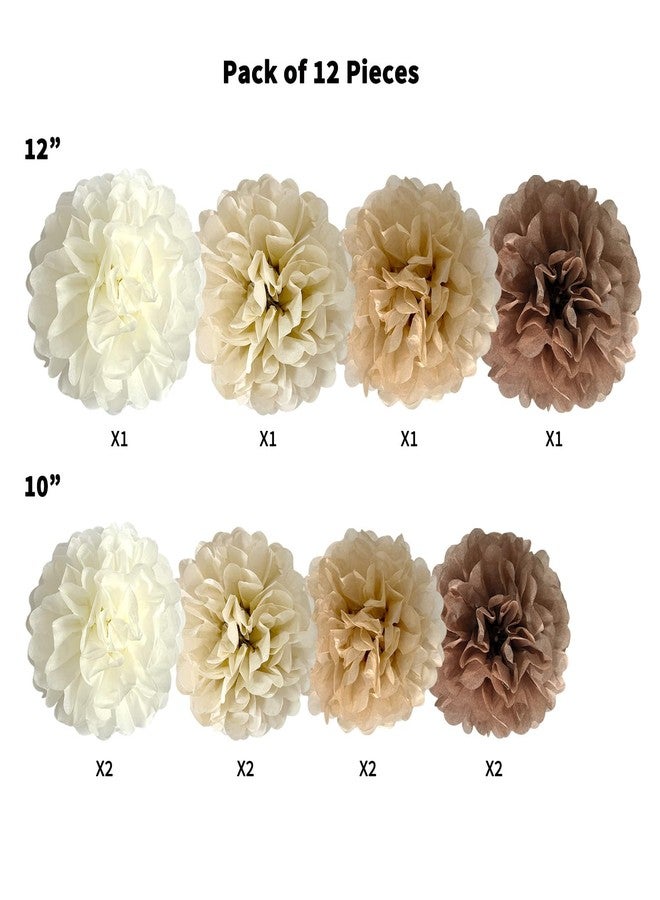 ANSOMO Brown Tissue Paper Pom Poms Khaki Caramel Party Decorations Ivory Beige Cream Earth Tone Boho Champagne Tan Flowers Wall Hanging Décor Supplies Rustic Neutral Birthday Baby Shower Wedding - Image 5