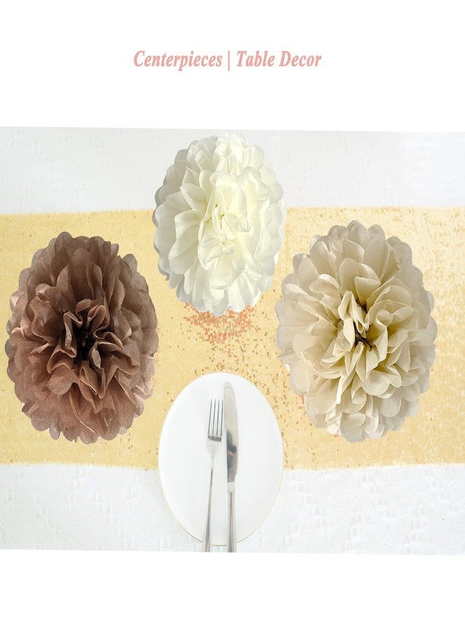 ANSOMO Brown Tissue Paper Pom Poms Khaki Caramel Party Decorations Ivory Beige Cream Earth Tone Boho Champagne Tan Flowers Wall Hanging Décor Supplies Rustic Neutral Birthday Baby Shower Wedding - Image 4