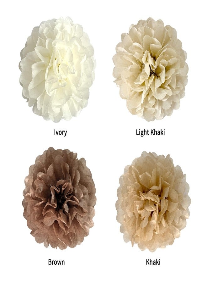 ANSOMO Brown Tissue Paper Pom Poms Khaki Caramel Party Decorations Ivory Beige Cream Earth Tone Boho Champagne Tan Flowers Wall Hanging Décor Supplies Rustic Neutral Birthday Baby Shower Wedding - Image 2