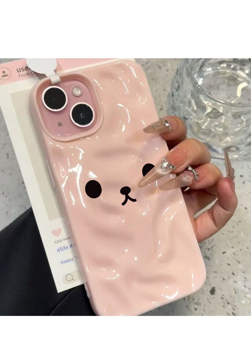 NIBEMINENT Easy Bear Emoji Protective TPU Case Cover For iPhone 16 Plus, Pink