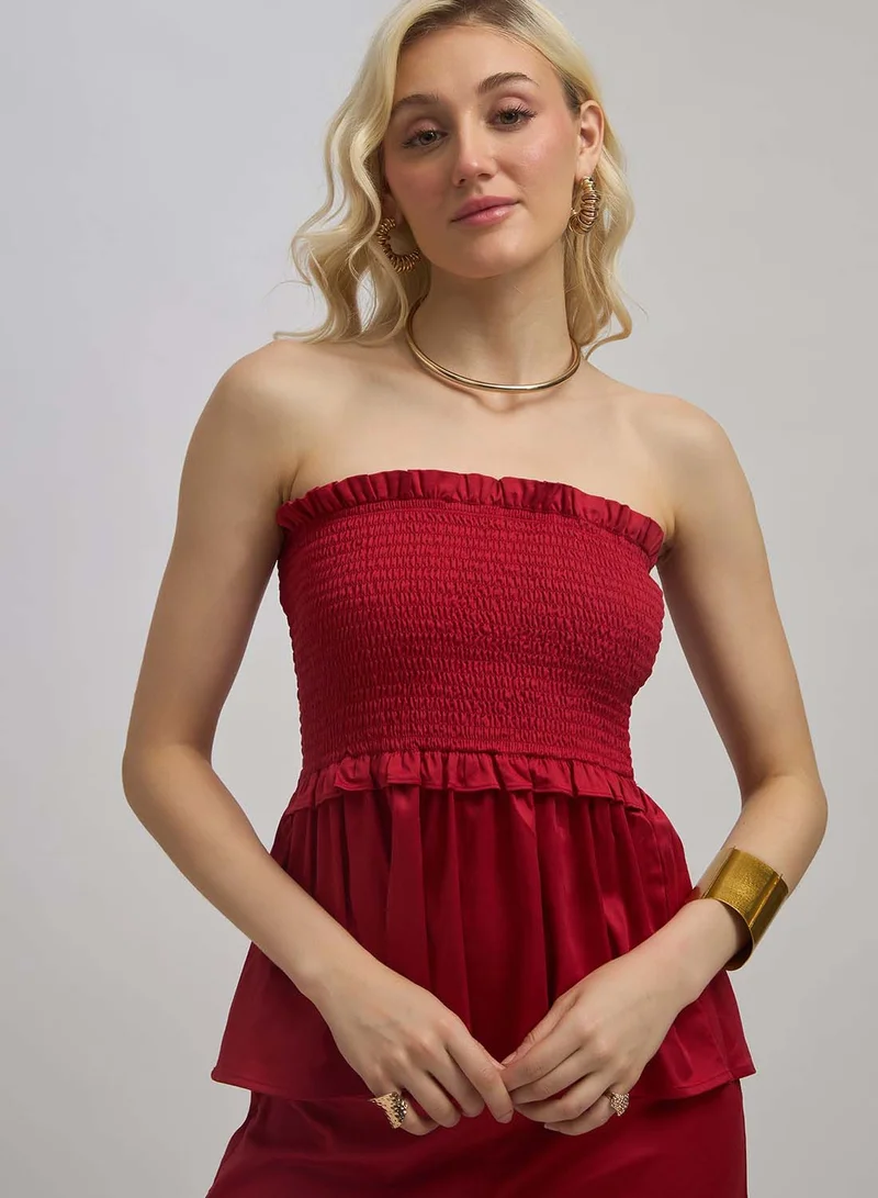 Virgio VIRGIO Cotton Stretch Flared Hem Tube Top