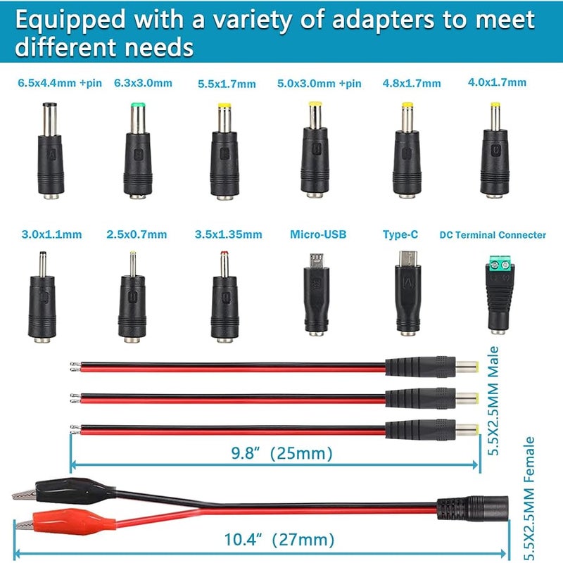 144W Power Supply Adjustable DC 3V ~ 36V Variable Universal Switching AC/DC Adapter Minidodoca AC to DC Converter with LED Voltage Display and 16 Tips, for 3V to 36V Household Electronics - 4000mA Max - Image 5