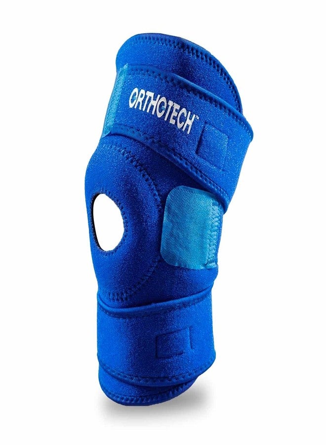 Orthotech Blue Knee Support Brace | Adjustable Compression for Knee Stability | Open-Patella Design with Velcro Closure (Blue) - Image 1