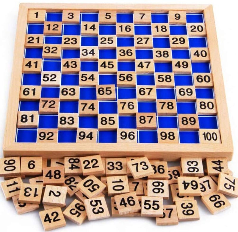 CICITOYWO Wooden Hundred Board Montessori Math Counting Toys, 1-100 Numbers Kindergarten Preschool Learning Educational Game for Toddler Kids (Hundred Board) - Image 1