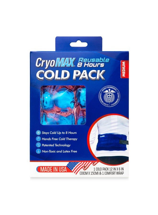 CryoMax حزمة باردة، علاج بارد قابل لإعادة الاستخدام لمدة 8 ساعات لحالات الكوع والركبة والرقبة والمزيد، متوسطة، 6" × 12" (1 قطعة) - Image 2