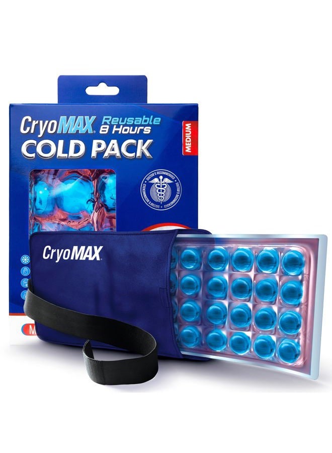 CryoMax حزمة باردة، علاج بارد قابل لإعادة الاستخدام لمدة 8 ساعات لحالات الكوع والركبة والرقبة والمزيد، متوسطة، 6" × 12" (1 قطعة) - Image 1