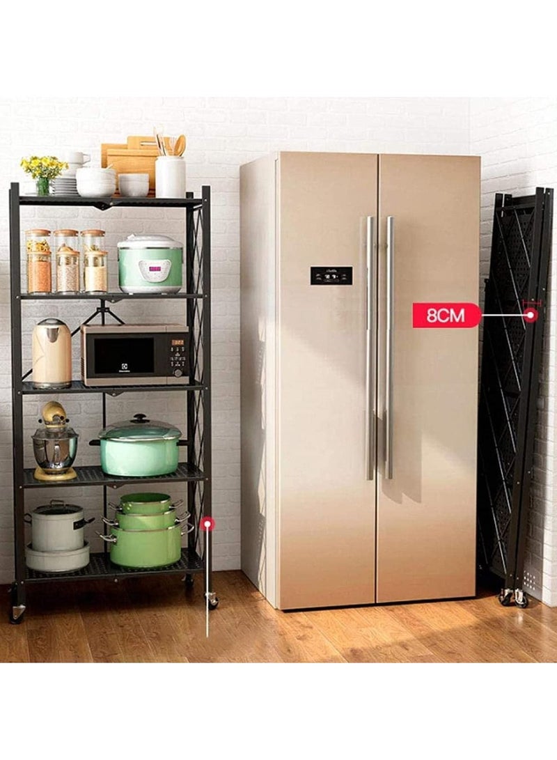 DubaiGallery 5 Tier Foldable Storage Rack Kitchen Storage Shelf Kitchen Garage Home Closet Office Storage Rack Storage Organizer Storage Shelves - Image 3