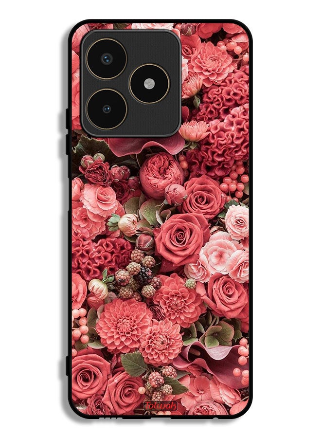 Tolwak Realme C53 Protective Case Cover Peach Roses - Image 1