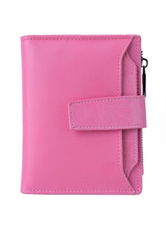 Bveyzi Women'S Small Leather Rfid Blocking Bifold Zipper Pocket Wallet Ladies Credit Card Slots Purse With Id Window(Pink)  - Image 1
