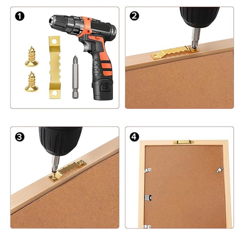 Evona Sawtooth Picture Frame Hangers Screws 100 Pieces Photo Frame Hooks Double Hole Saw Tooth Frame Hangers with 200 Pieces of Screws for Frame Decoration Frame Hanger Accessories - Image 3