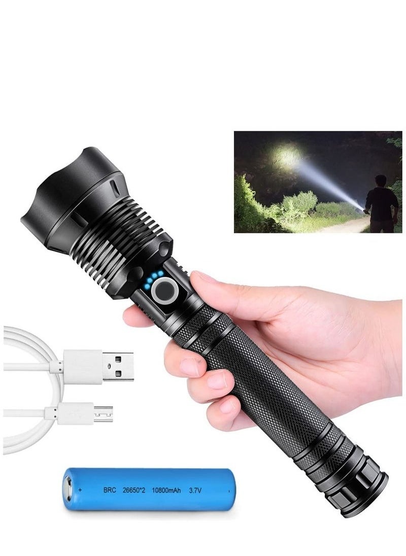Generic Super Bright Rechargeable LED Flashlights, 90000 Lumens XHP70.2 Tactical Flashlight, 10000mAh Parallel Battery, Zoomable&IPX5 Waterproof  - Image 1