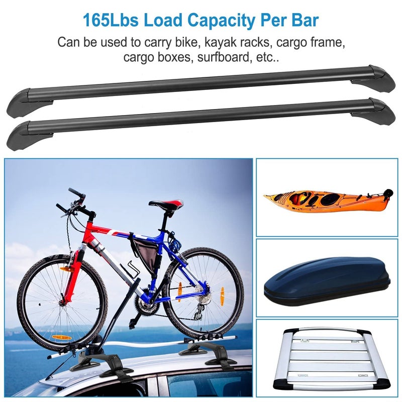 TeqHome Universal Roof Rack Cross Bars, 43-inch Aluminum Lockable Car Top Crossbars with Anti-Theft Lock, Adjustable Window Frame for Bare Roof Kayak Bike Rooftop Cargo Carrier Luggage 165 LBS Load - Image 4