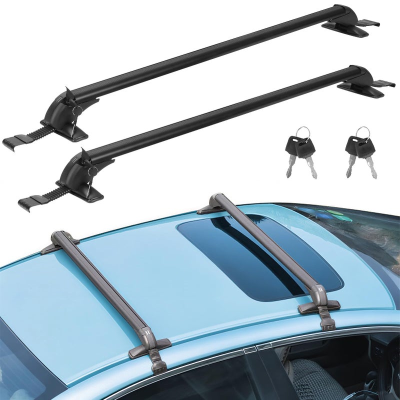 TeqHome Universal Roof Rack Cross Bars, 43-inch Aluminum Lockable Car Top Crossbars with Anti-Theft Lock, Adjustable Window Frame for Bare Roof Kayak Bike Rooftop Cargo Carrier Luggage 165 LBS Load - Image 1