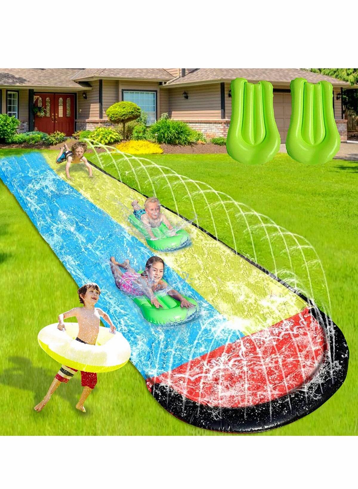 Sliding Riyadh SYOSI Lawn Water Slides for Kids Adults, Lane Slip, Splash Slide for ...