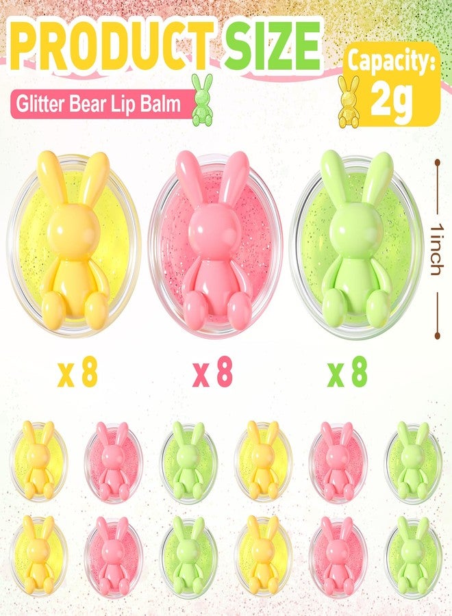 Leelosp 24 Pcs Mothers Day Lip Balm Gifts Bunny Glitter Balm Set Fruit Scented Lip Gloss Bling for Basket Stuffers Goodie Bags Hunt Rewards Birthday Party Gifts Women - Image 2