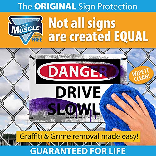 NMC N18RB NOTICE - SAFETY GLASSES REQUIRED BEYOND THIS POINT Signage – 14 in. x 10 in. Rigid Plastic Notice Sign with White/Black Text on Blue/White Base - Image 5