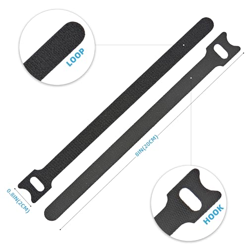 NBTORCH 150 PCS Reusable Cable Ties with Hook and Loop, Multi-purpose Adjustable 8 Inch Cable Management Wire Ties Cable Straps for Organizing Home, Office and Data Centers (Black) - Image 3