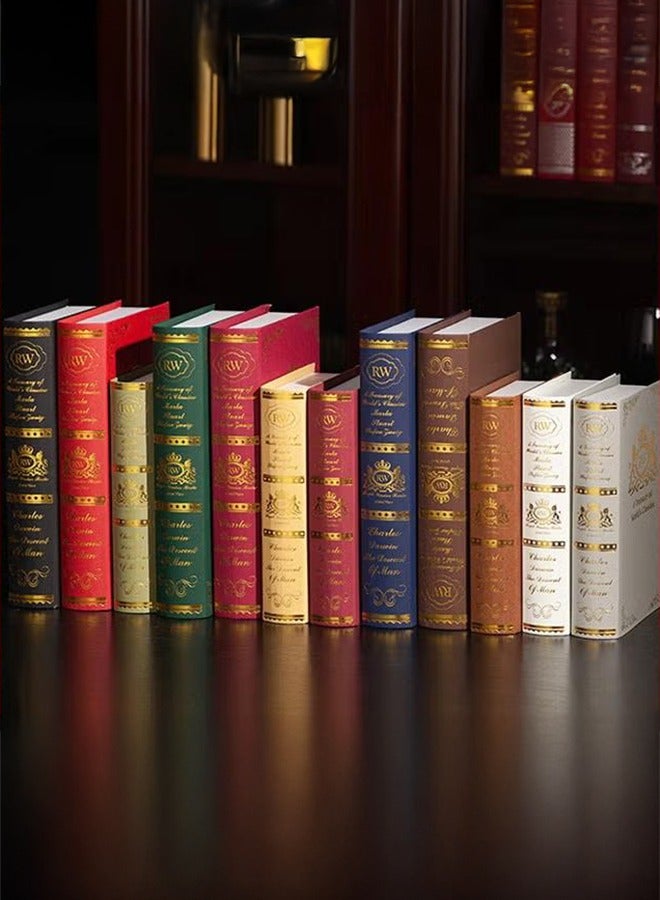 شو وو 12 قطعة من الكتب المزيفة، تغليف كتب التخزين العتيقة، زخارف كتب الدراسة للديكور المنزلي، كتب مزيفة زخرفية كلاسيكية عتيقة  - Image 1