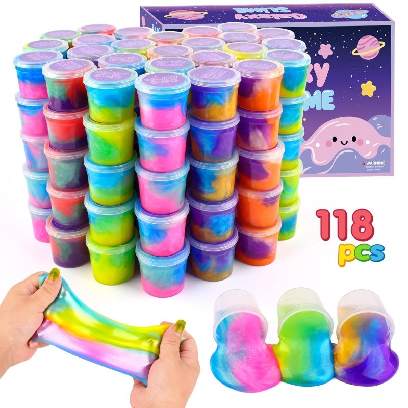 TITRITH 118 Pack Slime Party Favors Kit Mini Galaxy Bulk Slime Stretchy Stress Relief for Kids Soft Putty DIY Toy Girls and Boys Classroom Supplies Birthday Goodie Bag Stuffers Advent Calendar - Image 2