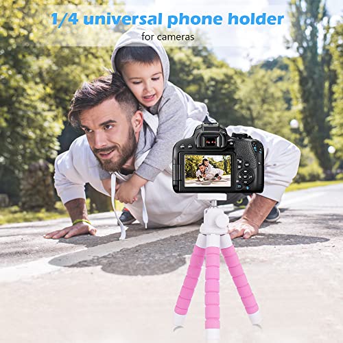 UBeesize حامل ثلاثي القوائم محمول من أوبيسي مع جهاز تحكم عن بعد لاسلكي ومشبك، حامل هاتف مرن لتسجيل الفيديو (وردي) - Image 3