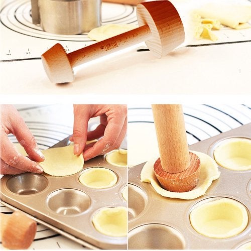 MSART Tart Tamper Pastry Tamper Mini Pan Wood Wooden Shell Dough Muffin Metal by MSART for Making Muffin, Pecan Pies, Cheesecakes and Desserts. - Image 3